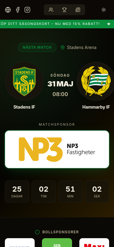 Matchprogram på mobil