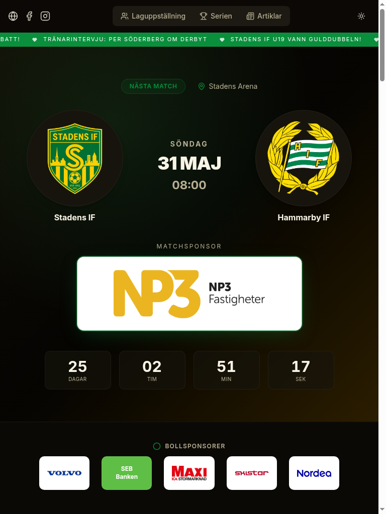 Matchprogram på surfplatta